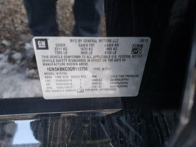 Photo 9 VIN: 1GNSKBKC0GR113756 - CHEVROLET TAHOE K150 