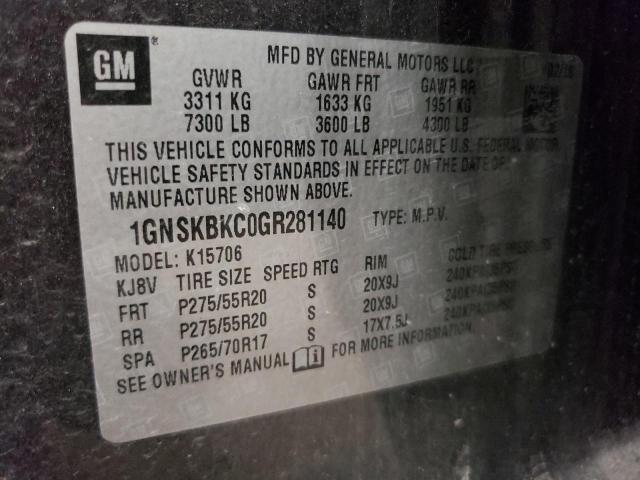 Photo 12 VIN: 1GNSKBKC0GR281140 - CHEVROLET TAHOE K150 