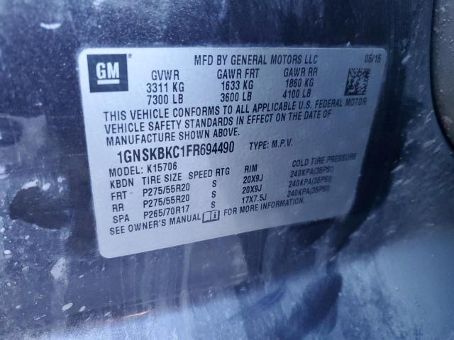 Photo 12 VIN: 1GNSKBKC1FR694490 - CHEVROLET TAHOE 