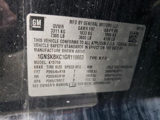 Photo 13 VIN: 1GNSKBKC1GR119663 - CHEVROLET TAHOE 