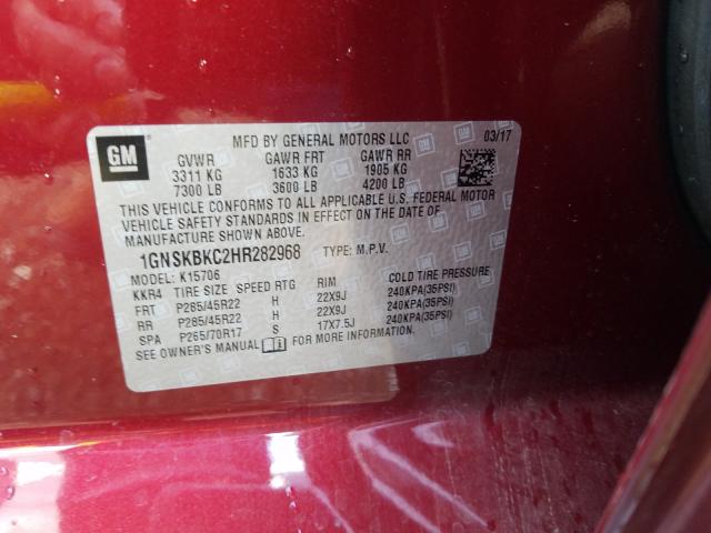 Photo 9 VIN: 1GNSKBKC2HR282968 - CHEVROLET TAHOE K150 