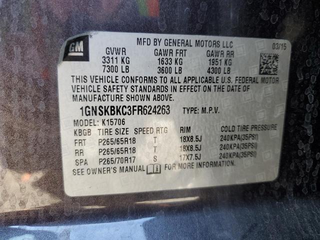 Photo 11 VIN: 1GNSKBKC3FR624263 - CHEVROLET TAHOE 