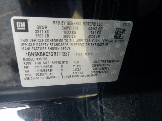 Photo 9 VIN: 1GNSKBKC3GR111337 - CHEVROLET TAHOE K150 