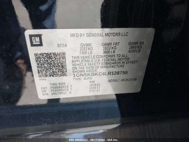 Photo 8 VIN: 1GNSKBKC4LR128755 - CHEVROLET TAHOE 