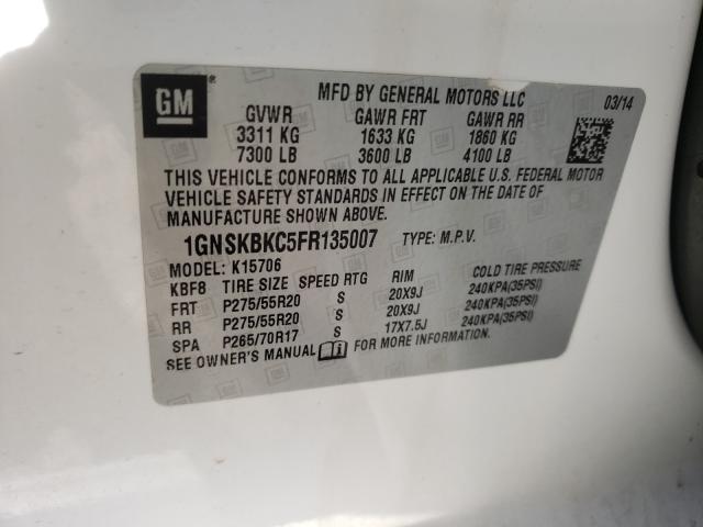 Photo 9 VIN: 1GNSKBKC5FR135007 - CHEVROLET TAHOE K150 