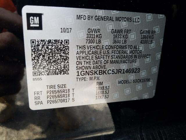 Photo 9 VIN: 1GNSKBKC5JR146923 - CHEVROLET TAHOE K150 