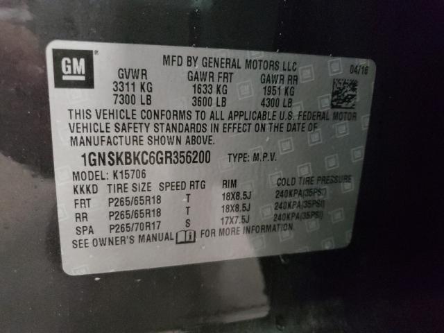 Photo 9 VIN: 1GNSKBKC6GR356200 - CHEVROLET TAHOE K150 