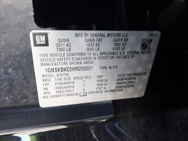 Photo 9 VIN: 1GNSKBKC6HR299031 - CHEVROLET TAHOE K150 