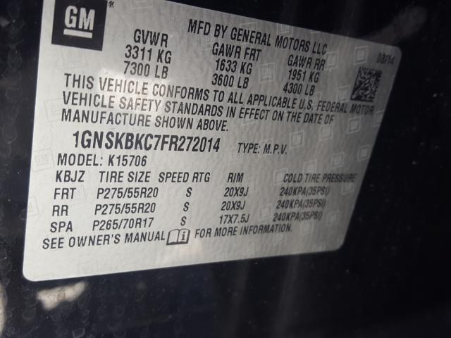 Photo 9 VIN: 1GNSKBKC7FR272014 - CHEVROLET TAHOE K150 