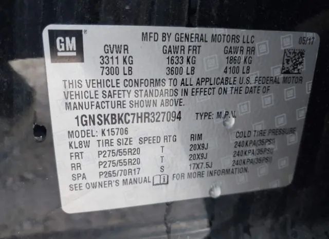 Photo 8 VIN: 1GNSKBKC7HR327094 - CHEVROLET TAHOE 