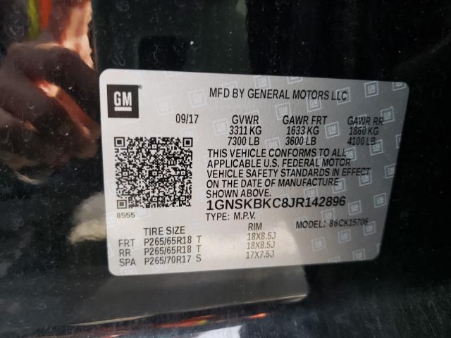 Photo 9 VIN: 1GNSKBKC8JR142896 - CHEVROLET TAHOE K150 