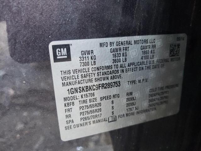 Photo 9 VIN: 1GNSKBKC9FR289753 - CHEVROLET TAHOE K150 