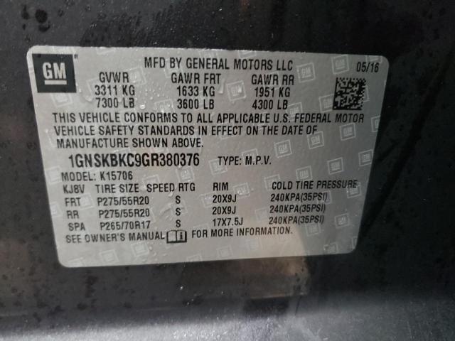 Photo 9 VIN: 1GNSKBKC9GR380376 - CHEVROLET TAHOE K150 