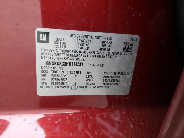 Photo 9 VIN: 1GNSKCKC3HR114231 - CHEVROLET TAHOE K150 