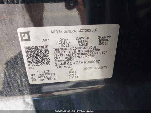 Photo 8 VIN: 1GNSKCKC3HR340057 - CHEVROLET TAHOE 