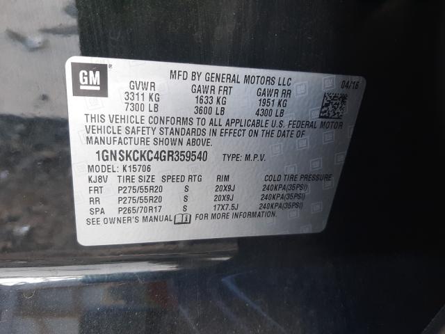 Photo 9 VIN: 1GNSKCKC4GR359540 - CHEVROLET TAHOE K150 