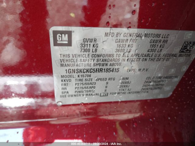 Photo 8 VIN: 1GNSKCKC5HR185415 - CHEVROLET TAHOE 