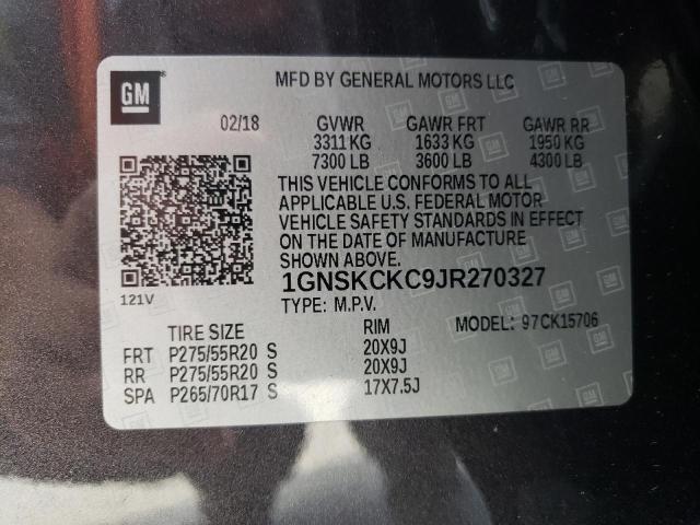 Photo 9 VIN: 1GNSKCKC9JR270327 - CHEVROLET TAHOE K150 