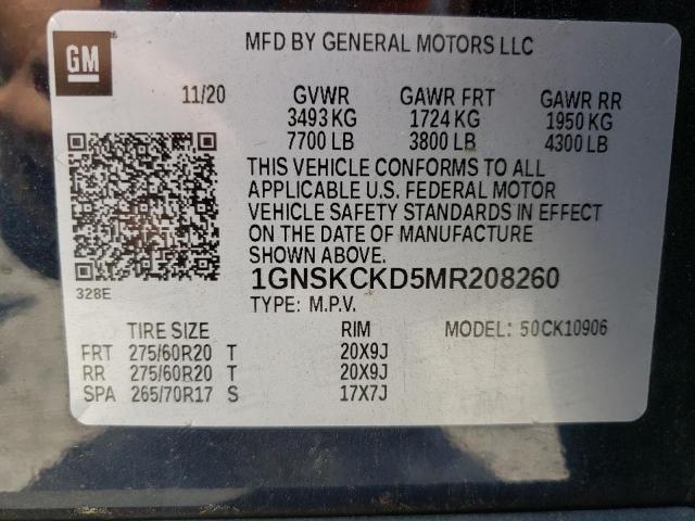 Photo 13 VIN: 1GNSKCKD5MR208260 - CHEVROLET SUBURBAN 