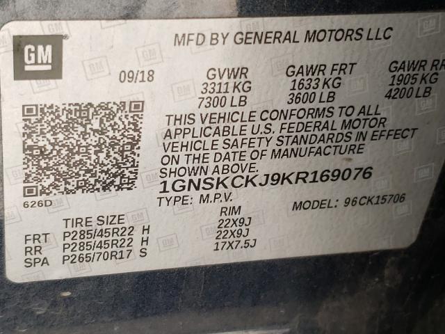 Photo 9 VIN: 1GNSKCKJ9KR169076 - CHEVROLET TAHOE K150 