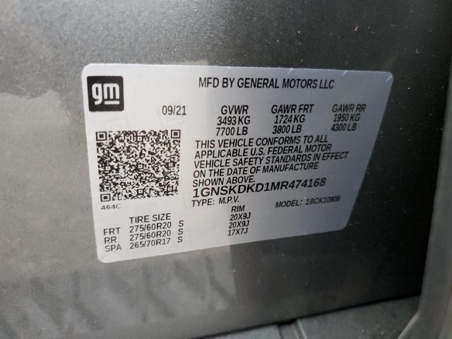 Photo 9 VIN: 1GNSKDKD1MR474168 - CHEVROLET SUBURBAN K 