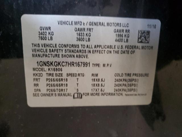 Photo 12 VIN: 1GNSKGKC7HR167991 - CHEVROLET SUBURBAN K 