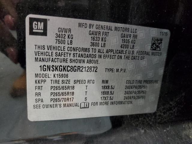 Photo 12 VIN: 1GNSKGKC8GR212872 - CHEVROLET SUBURBAN K 