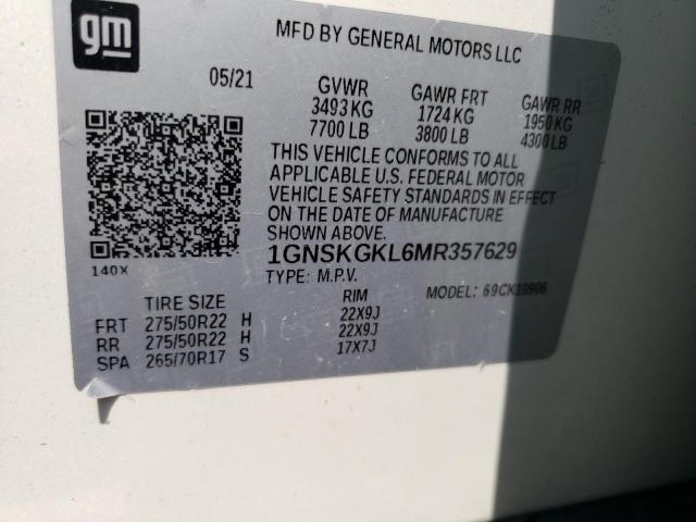 Photo 12 VIN: 1GNSKGKL6MR357629 - CHEVROLET SUBURBAN K 