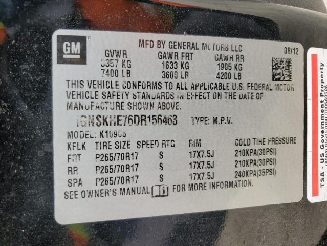 Photo 12 VIN: 1GNSKHE76DR156463 - CHEVROLET SUBURBAN 