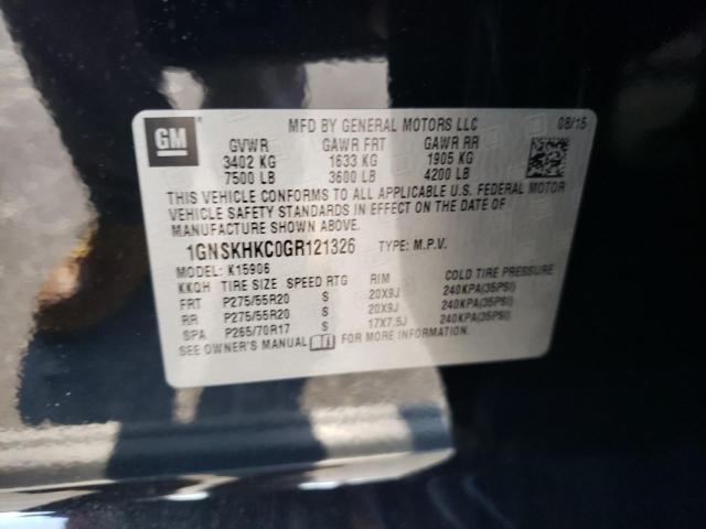 Photo 9 VIN: 1GNSKHKC0GR121326 - CHEVROLET SUBURBAN 