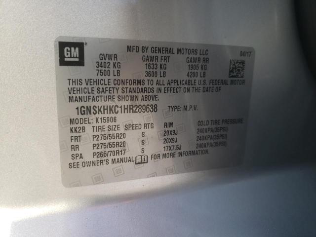 Photo 12 VIN: 1GNSKHKC1HR289638 - CHEVROLET SUBURBAN K 