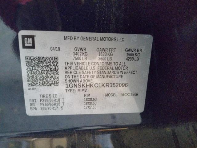 Photo 11 VIN: 1GNSKHKC1KR352096 - CHEVROLET SUBURBAN K 