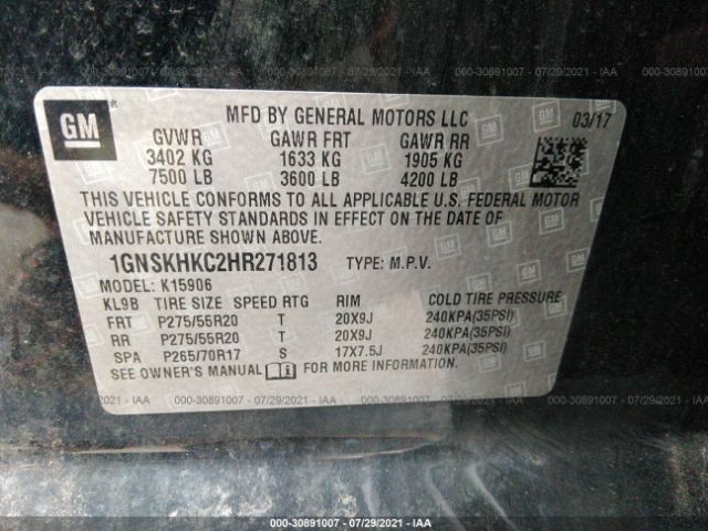 Photo 8 VIN: 1GNSKHKC2HR271813 - CHEVROLET SUBURBAN 