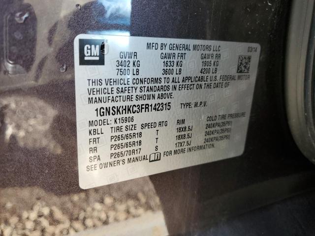 Photo 12 VIN: 1GNSKHKC3FR142315 - CHEVROLET SUBURBAN 