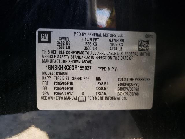 Photo 9 VIN: 1GNSKHKC6GR155027 - CHEVROLET SUBURBAN K 