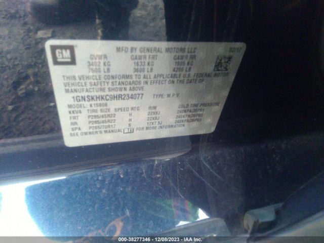 Photo 8 VIN: 1GNSKHKC9HR234077 - CHEVROLET SUBURBAN 