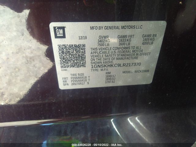 Photo 8 VIN: 1GNSKHKC9LR217370 - CHEVROLET SUBURBAN 