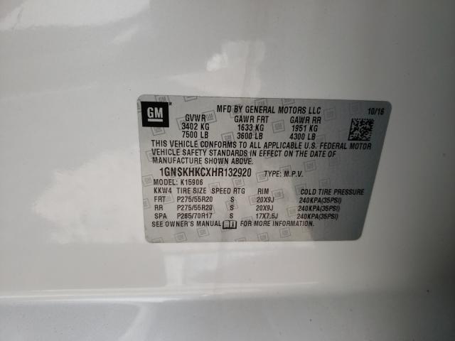 Photo 9 VIN: 1GNSKHKCXHR132920 - CHEVROLET SUBURBAN K 