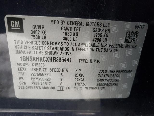 Photo 9 VIN: 1GNSKHKCXHR336441 - CHEVROLET SUBURBAN K 