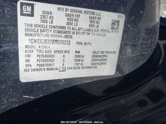 Photo 8 VIN: 1GNSKJE32BR376376 - CHEVROLET SUBURBAN 1500 