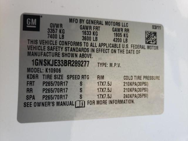 Photo 9 VIN: 1GNSKJE33BR289277 - CHEVROLET SUBURBAN K 