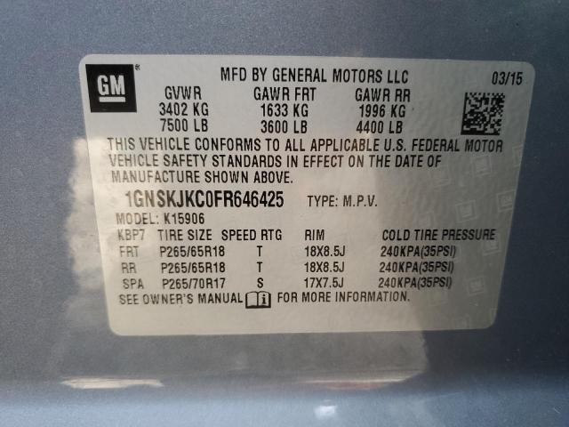 Photo 12 VIN: 1GNSKJKC0FR646425 - CHEVROLET SUBURBAN 