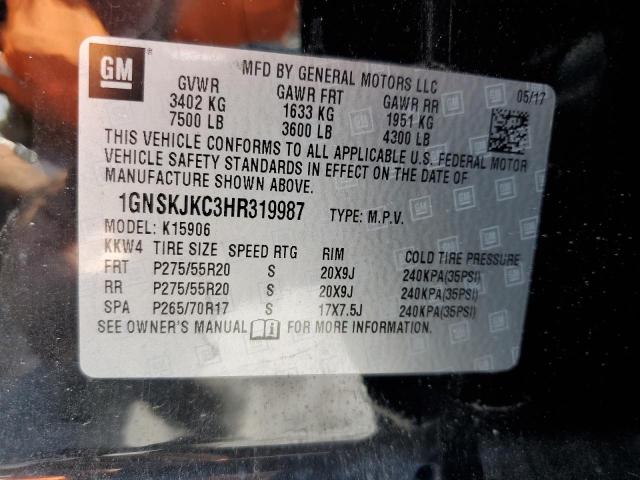 Photo 12 VIN: 1GNSKJKC3HR319987 - CHEVROLET SUBURBAN K 