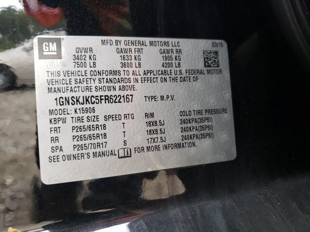 Photo 9 VIN: 1GNSKJKC5FR622167 - CHEVROLET SUBURBAN K 