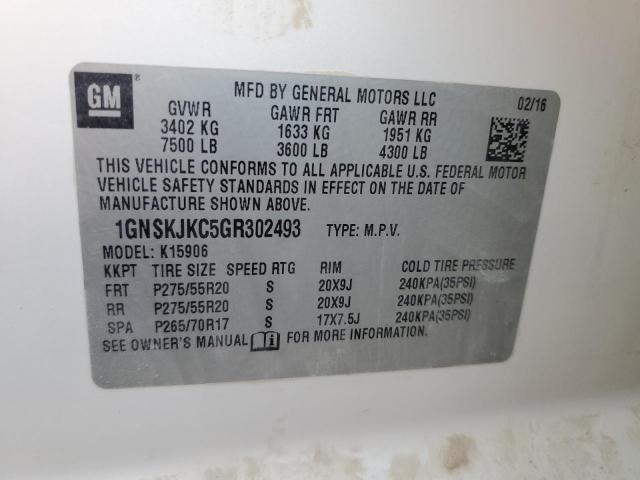 Photo 12 VIN: 1GNSKJKC5GR302493 - CHEVROLET SUBURBAN K 