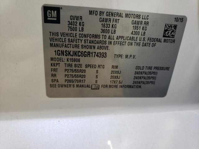 Photo 12 VIN: 1GNSKJKC6GR174393 - CHEVROLET SUBURBAN 