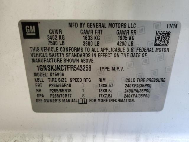 Photo 12 VIN: 1GNSKJKC7FR543258 - CHEVROLET SUBURBAN 