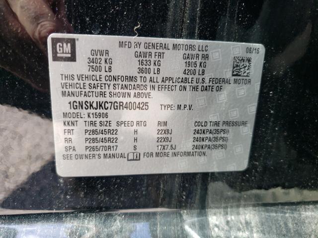 Photo 9 VIN: 1GNSKJKC7GR400425 - CHEVROLET SUBURBAN K 