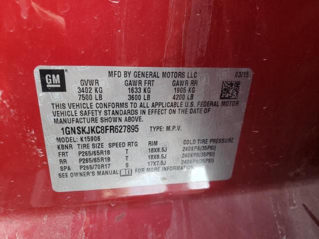 Photo 9 VIN: 1GNSKJKC8FR627895 - CHEVROLET SUBURBAN K 