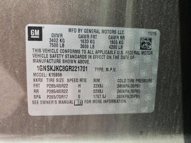 Photo 12 VIN: 1GNSKJKC8GR221701 - CHEVROLET SUBURBAN 